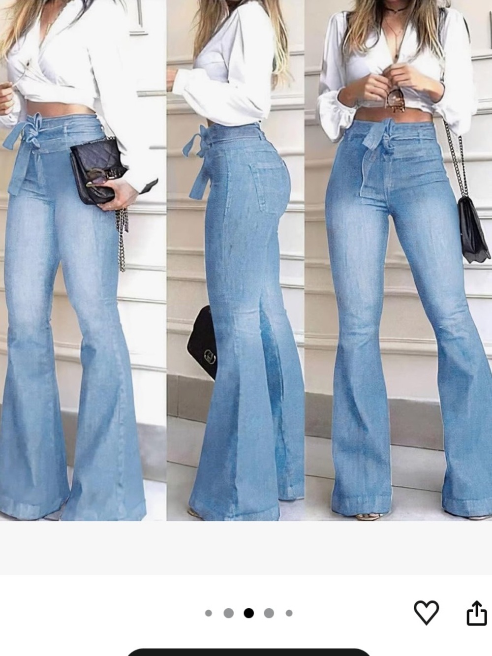 😍KDF High Waisted Flare Light Blue Jeans 👖 with Belt size 4!